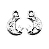 WYSIWYG 10pcs 21x14x3mm 2 Colors Antique Silver Color Antique Bronze Plated Moon And Stars Pendant Crescent Moon Stars Charm
