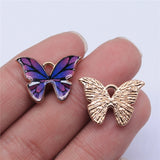 WYSIWYG 10pcs 21x15mm KC Gold Color Enamel Butterfly Charms For Jewelry Making DIY Jewelry Findings