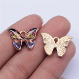 WYSIWYG 10pcs 21x15mm KC Gold Color Enamel Butterfly Charms For Jewelry Making DIY Jewelry Findings