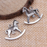 WYSIWYG 10pcs 21x17mm Antique Silver Color Antique Gold Color Rocking Horse Pendants Trojan Horse Charm