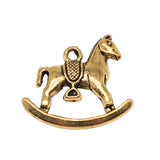 WYSIWYG 10pcs 21x17mm Antique Silver Color Antique Gold Color Rocking Horse Pendants Trojan Horse Charm