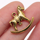 WYSIWYG 10pcs 21x17mm Antique Silver Color Antique Gold Color Rocking Horse Pendants Trojan Horse Charm