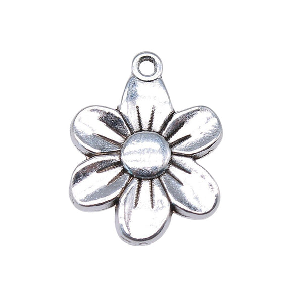 WYSIWYG 10pcs 21x17mm Flower Charms Antique Silver Color Pendant Charms For Jewelry Making Jewelry Accessories