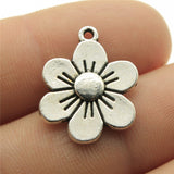 WYSIWYG 10pcs 21x17mm Flower Charms Antique Silver Color Pendant Charms For Jewelry Making Jewelry Accessories