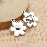 WYSIWYG 10pcs 21x17mm Flower Charms Antique Silver Color Pendant Charms For Jewelry Making Jewelry Accessories