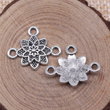 WYSIWYG 10pcs 21x18mm Antique Silver Color Flower Connector Charms For Jewelry Making DIY Jewelry Findings