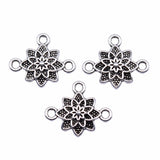 WYSIWYG 10pcs 21x18mm Antique Silver Color Flower Connector Charms For Jewelry Making DIY Jewelry Findings