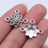 WYSIWYG 10pcs 21x18mm Antique Silver Color Flower Connector Charms For Jewelry Making DIY Jewelry Findings