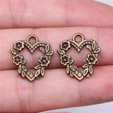 WYSIWYG 10pcs 21x18mm Antique Silver Color Flowers Peach Heart Charms Pendant For Jewelry Making DIY Jewelry Findings