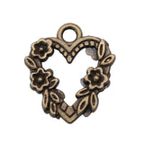 WYSIWYG 10pcs 21x18mm Antique Silver Color Flowers Peach Heart Charms Pendant For Jewelry Making DIY Jewelry Findings