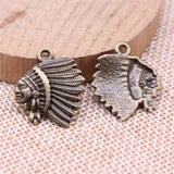 WYSIWYG 10pcs 21x18mm Charms Indian Chief Head Antique Making Pendant Vintage DIY Handmade Jewelry