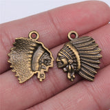 WYSIWYG 10pcs 21x18mm Charms Indian Chief Head Antique Making Pendant Vintage DIY Handmade Jewelry