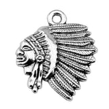 WYSIWYG 10pcs 21x18mm Charms Indian Chief Head Antique Making Pendant Vintage DIY Handmade Jewelry