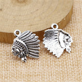 WYSIWYG 10pcs 21x18mm Charms Indian Chief Head Antique Making Pendant Vintage DIY Handmade Jewelry