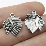 WYSIWYG 10pcs 21x18mm Charms Indian Chief Head Antique Making Pendant Vintage DIY Handmade Jewelry