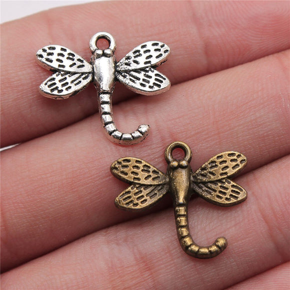WYSIWYG 10pcs 21x18mm Pendant Dragonfly Dragonfly Charm Pendants For Jewelry Making 2 Colors Dragonfly Pendants