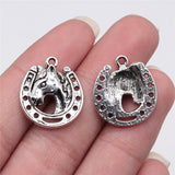 WYSIWYG 10pcs 21x19mm Horseshoe Horse Pendant Charms Antique Silver Color For Jewelry Making Zinc Alloy Jewelry Findings