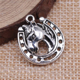 WYSIWYG 10pcs 21x19mm Horseshoe Horse Pendant Charms Antique Silver Color For Jewelry Making Zinc Alloy Jewelry Findings