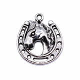WYSIWYG 10pcs 21x19mm Horseshoe Horse Pendant Charms Antique Silver Color For Jewelry Making Zinc Alloy Jewelry Findings