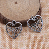 WYSIWYG 10pcs 21x19mm Sweet 16 Age Charm Charms For Jewelry Making Sweet 16 Age Heart Charms