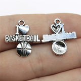 WYSIWYG 10pcs 21x20mm I Heart Basketball Charms For Jewelry Making Antique Silver Color Antique Bronze Color DIY Jewelry Making