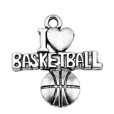 WYSIWYG 10pcs 21x20mm I Heart Basketball Charms For Jewelry Making Antique Silver Color Antique Bronze Color DIY Jewelry Making