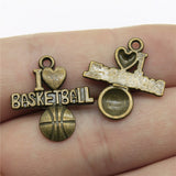 WYSIWYG 10pcs 21x20mm I Heart Basketball Charms For Jewelry Making Antique Silver Color Antique Bronze Color DIY Jewelry Making