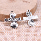 WYSIWYG 10pcs 21x20mm I Heart Basketball Charms For Jewelry Making Antique Silver Color Antique Bronze Color DIY Jewelry Making