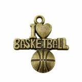 WYSIWYG 10pcs 21x20mm I Heart Basketball Charms For Jewelry Making Antique Silver Color Antique Bronze Color DIY Jewelry Making