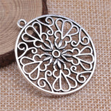 WYSIWYG 10pcs 21x21mm/39x39mm Antique Silver Color Hollow Flower Pattern Charms Pendant For Jewelry Making DIY Jewelry Findings