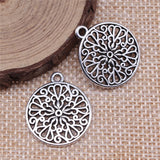 WYSIWYG 10pcs 21x21mm/39x39mm Antique Silver Color Hollow Flower Pattern Charms Pendant For Jewelry Making DIY Jewelry Findings
