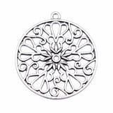 WYSIWYG 10pcs 21x21mm/39x39mm Antique Silver Color Hollow Flower Pattern Charms Pendant For Jewelry Making DIY Jewelry Findings