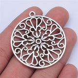 WYSIWYG 10pcs 21x21mm/39x39mm Antique Silver Color Hollow Flower Pattern Charms Pendant For Jewelry Making DIY Jewelry Findings