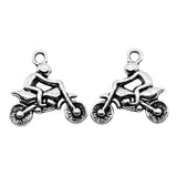 WYSIWYG 10pcs 21x21mm Motorcycle Athletics Charms For Jewelry Making Antique Silver Color Antique Bronze Color