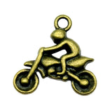 WYSIWYG 10pcs 21x21mm Motorcycle Athletics Charms For Jewelry Making Antique Silver Color Antique Bronze Color