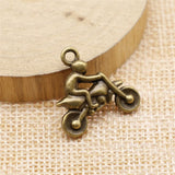 WYSIWYG 10pcs 21x21mm Motorcycle Athletics Charms For Jewelry Making Antique Silver Color Antique Bronze Color