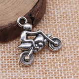 WYSIWYG 10pcs 21x21mm Motorcycle Athletics Charms For Jewelry Making Antique Silver Color Antique Bronze Color