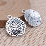 WYSIWYG 10pcs 21x26mm Antique Silver Color Sand Dollar Charms Pendant For DIY Jewelry Making Handmade Jewelry Craft Findings