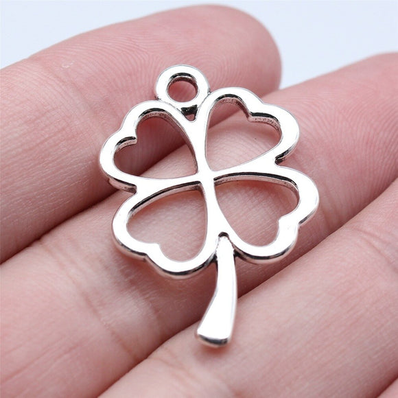 WYSIWYG 10pcs 21x31mm Antique Silver Color Four Leaf Clover Charms Pendant For DIY Jewelry Making