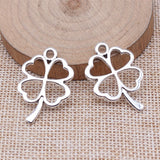 WYSIWYG 10pcs 21x31mm Antique Silver Color Four Leaf Clover Charms Pendant For DIY Jewelry Making