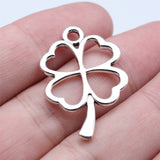 WYSIWYG 10pcs 21x31mm Antique Silver Color Four Leaf Clover Charms Pendant For DIY Jewelry Making