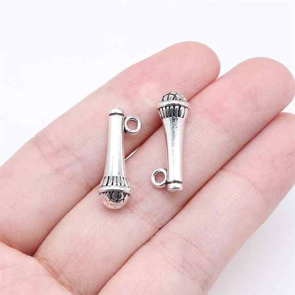 WYSIWYG 10pcs 21x8mm Antique Silver Color Microphone Charms For Jewelry Making