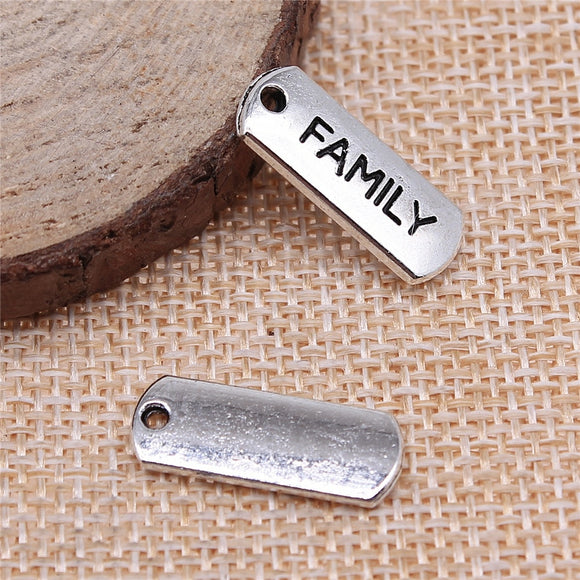 10pcs 21x8mm Charm Family Tag 3 Colors Family Tag Charms Family Tag Pendant Charms For Jewelry Making ef4728