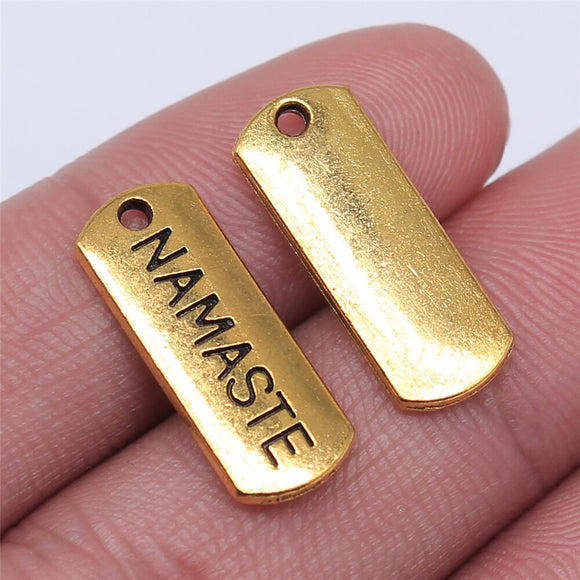 WYSIWYG 10pcs 21x8mm Charm Namaste Tag 3 Colors Namaste Tag Charms Namaste Tag Pendant Charms For Jewelry Making