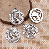WYSIWYG 10pcs 22mm Charm Pharaoh One Sided Egypt Pharaoh Charms For Jewelry Making Antique Silver Color Egypt Pharaoh Charms