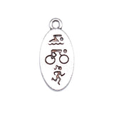 WYSIWYG 10pcs 22x10mm Antique Silver Color Triathlon Swimming Bike Running Charms For Jewelry Making