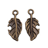 WYSIWYG 10pcs 22x10mm Leaf Charms Pendants For Jewelry Making 2 Colors Antique Silver Plated Antique Bronze Plated