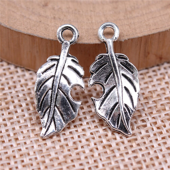 WYSIWYG 10pcs 22x10mm Leaf Charms Pendants For Jewelry Making 2 Colors Antique Silver Plated Antique Bronze Plated