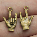 WYSIWYG 10pcs 22x13mm Antique Silver Color Antique Bronze I Love You Hand Charm I Love You Gesture Charm