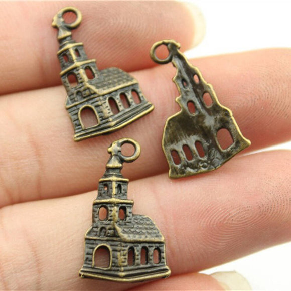 WYSIWYG 10pcs 22x14mm Church Charms Antique Bronze Color Charms For Jewelry Making Jewelry Findings
